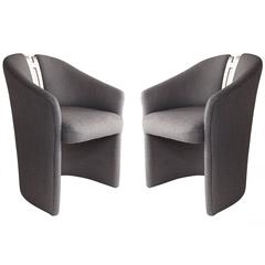 Pair of Lounge Chairs with Chrome H "Spine"