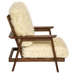 Silla de salón de roble cerámico atribuida a Rene Gabriel Mediados de siglo, Francia, 1950