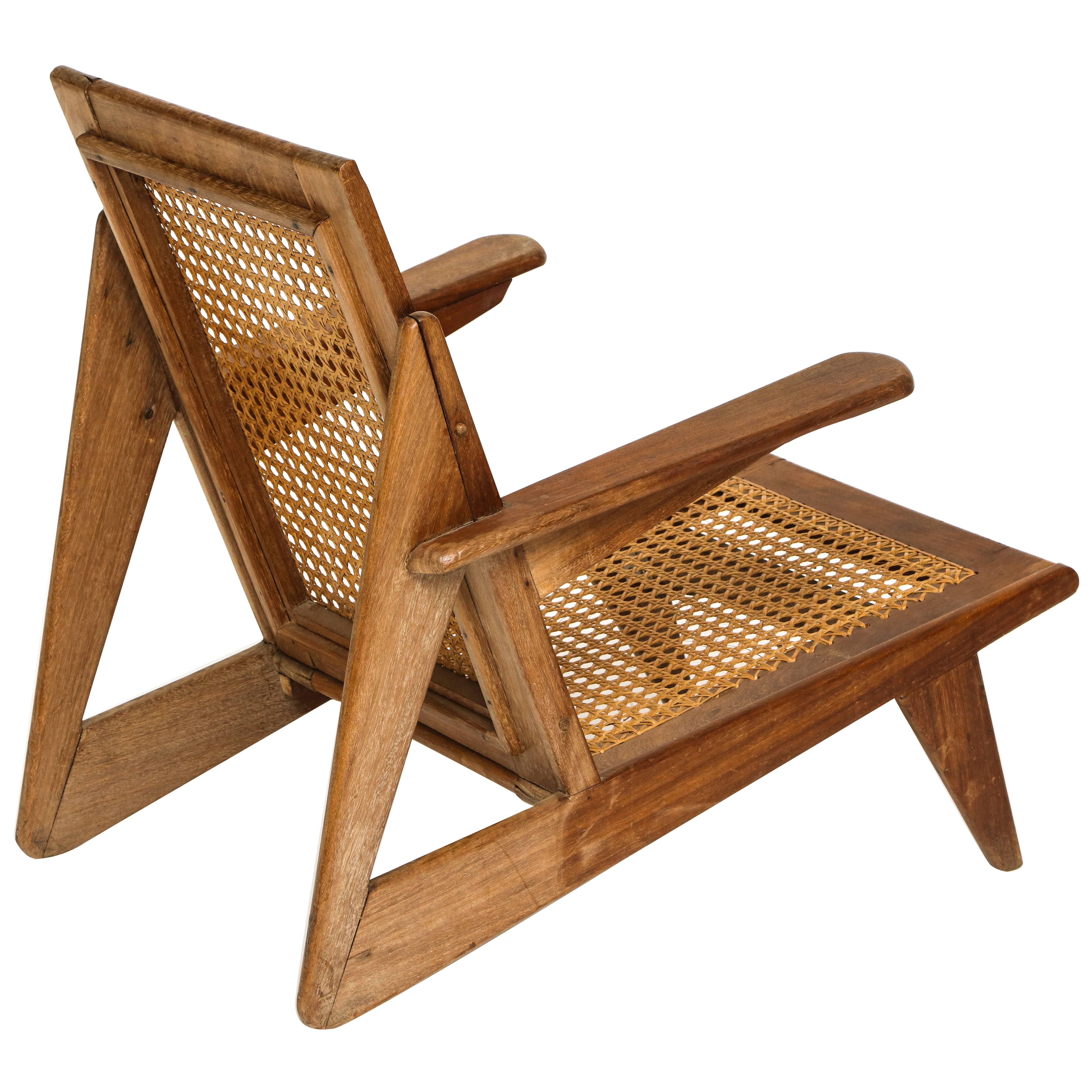 Cane Lounge Chair 1950 France Brazil Style Mid-Century