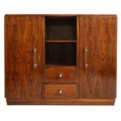 Rosewood, Deco Cabinet with Glass Handles in Jacques Adnet Style, France, 1930 3