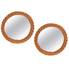 Pair of Circular Rope Mirror by Adrien Audoux and Frida Minet