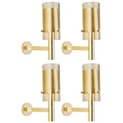 Two Pairs of Brass Perforated Sconces by Hans Agne Jakobsson, Markaryd 1