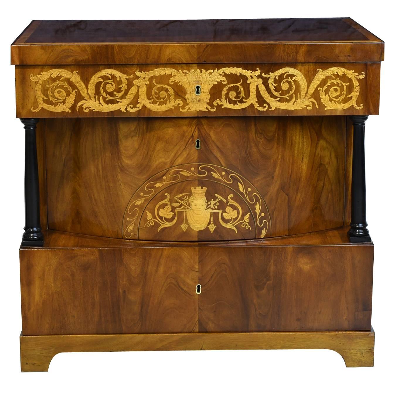 Biedermeier Chest of Drawers in Mahogany with Marquetry Inlays, Germany