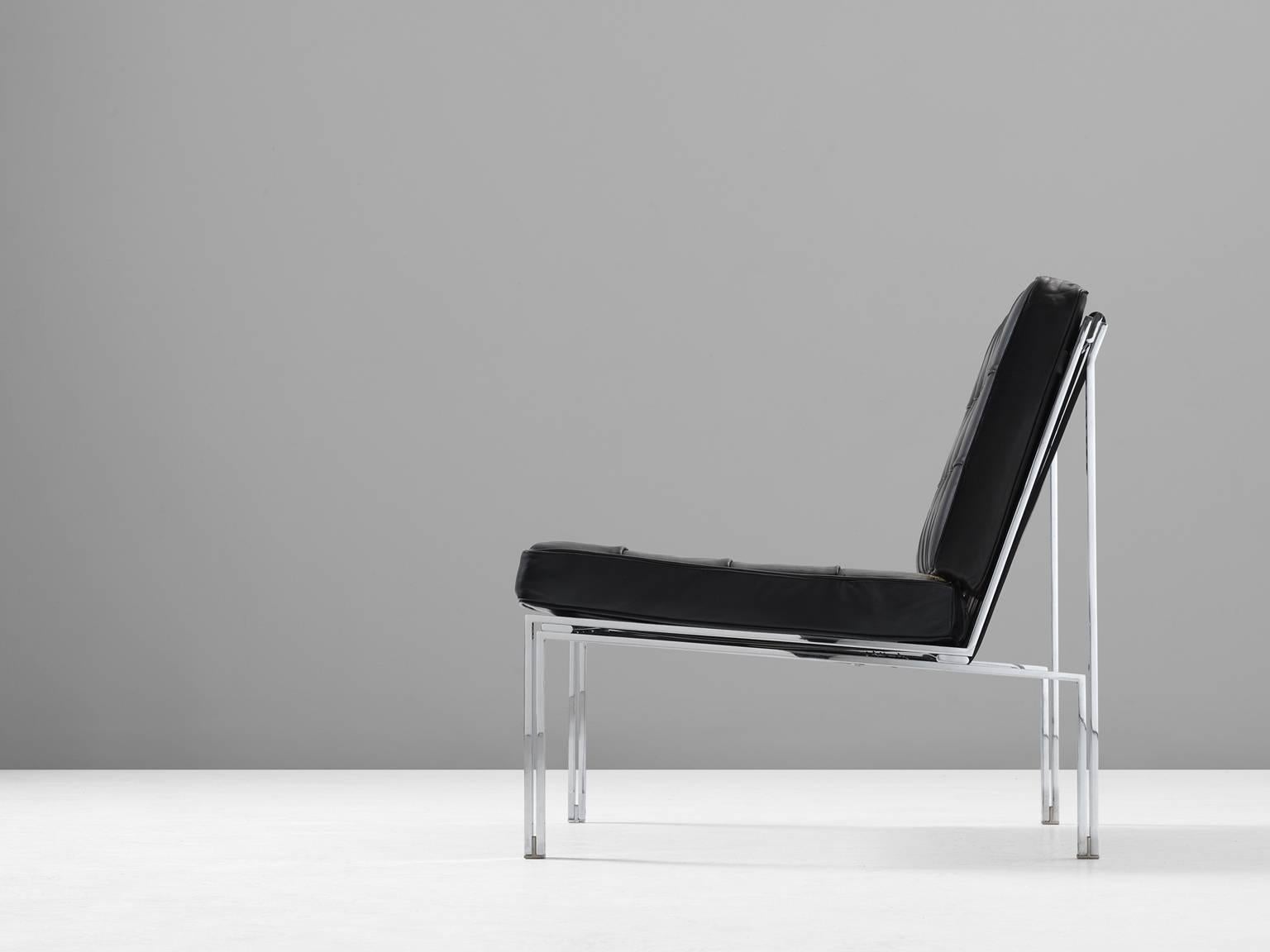 Kurt Thut Easy Chair in Black Leather for De Sede In Good Condition In Waalwijk, NL
