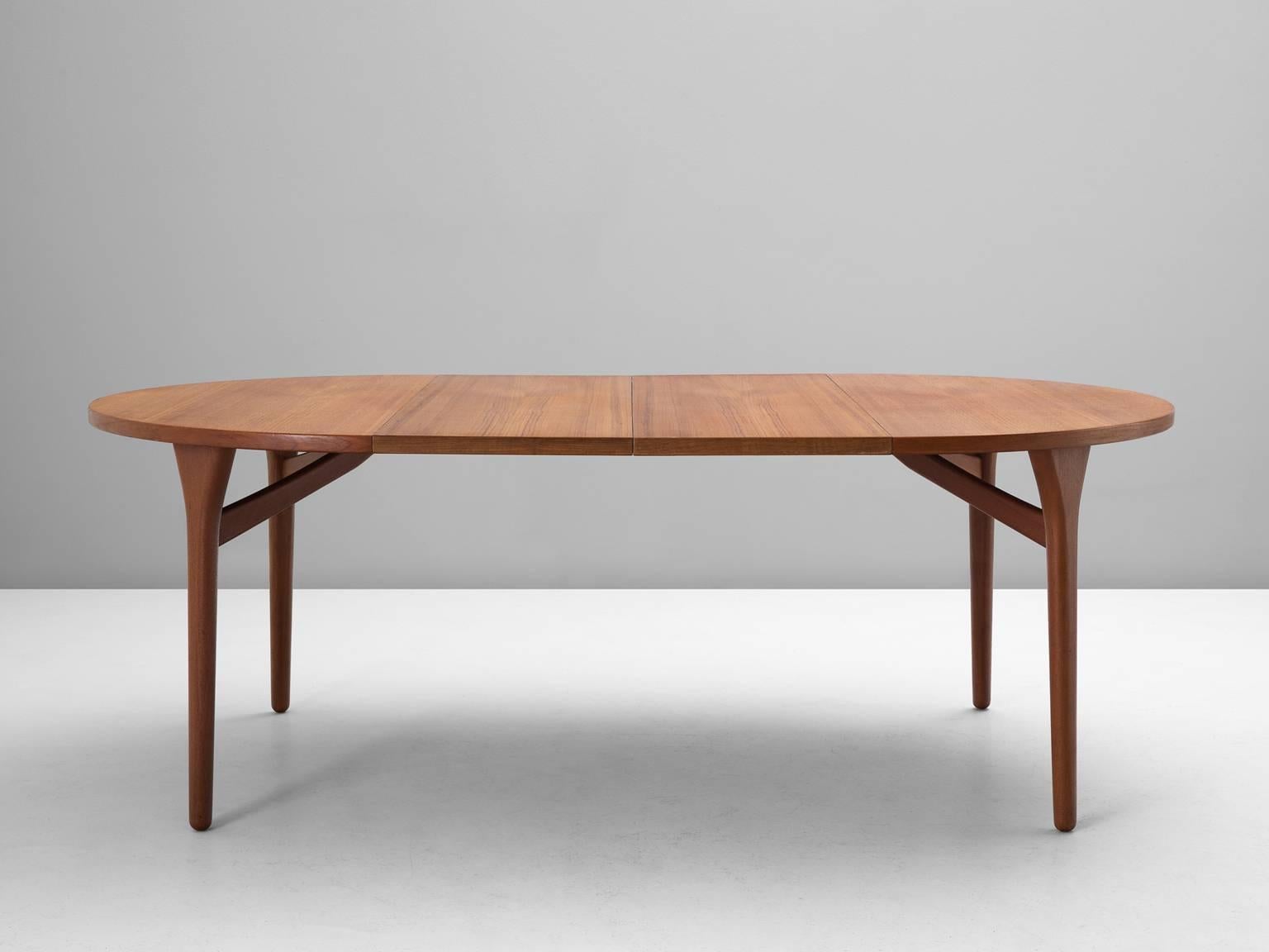 Mid-Century Modern Henning Kjaernulf Extendable Dining Table in Teak