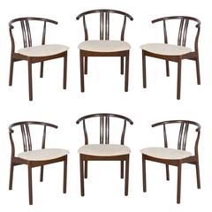 Set of Six Danish Modern Ebonized and Silver Gilt Chinese Chairs