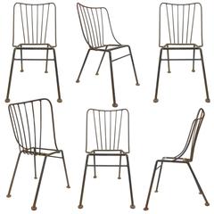 Set of Six Mid-Century Wrought Iron Outdoor Chairs 9