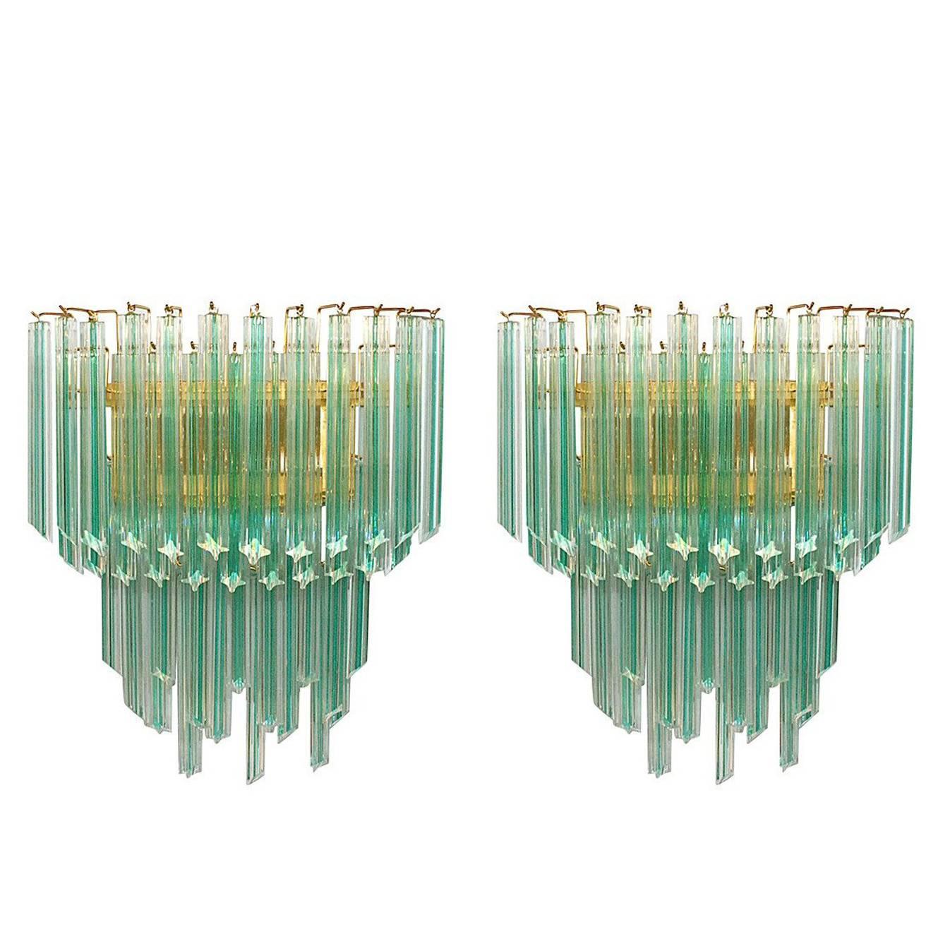 Pair of Italian Murano Glass Sconces by Venini