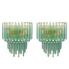Pair of Italian Murano Glass Sconces by Venini