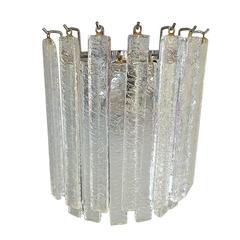 Vintage Italian Murano Icicle Glass Sconces by Mazzega
