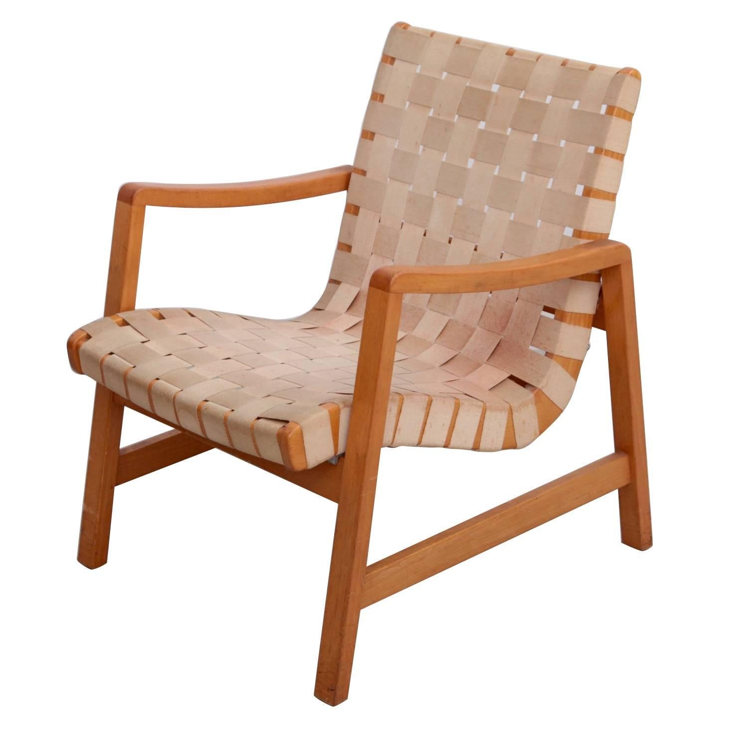 Early Jens Risom Armchair by Knoll or Vostra with Original Webbing