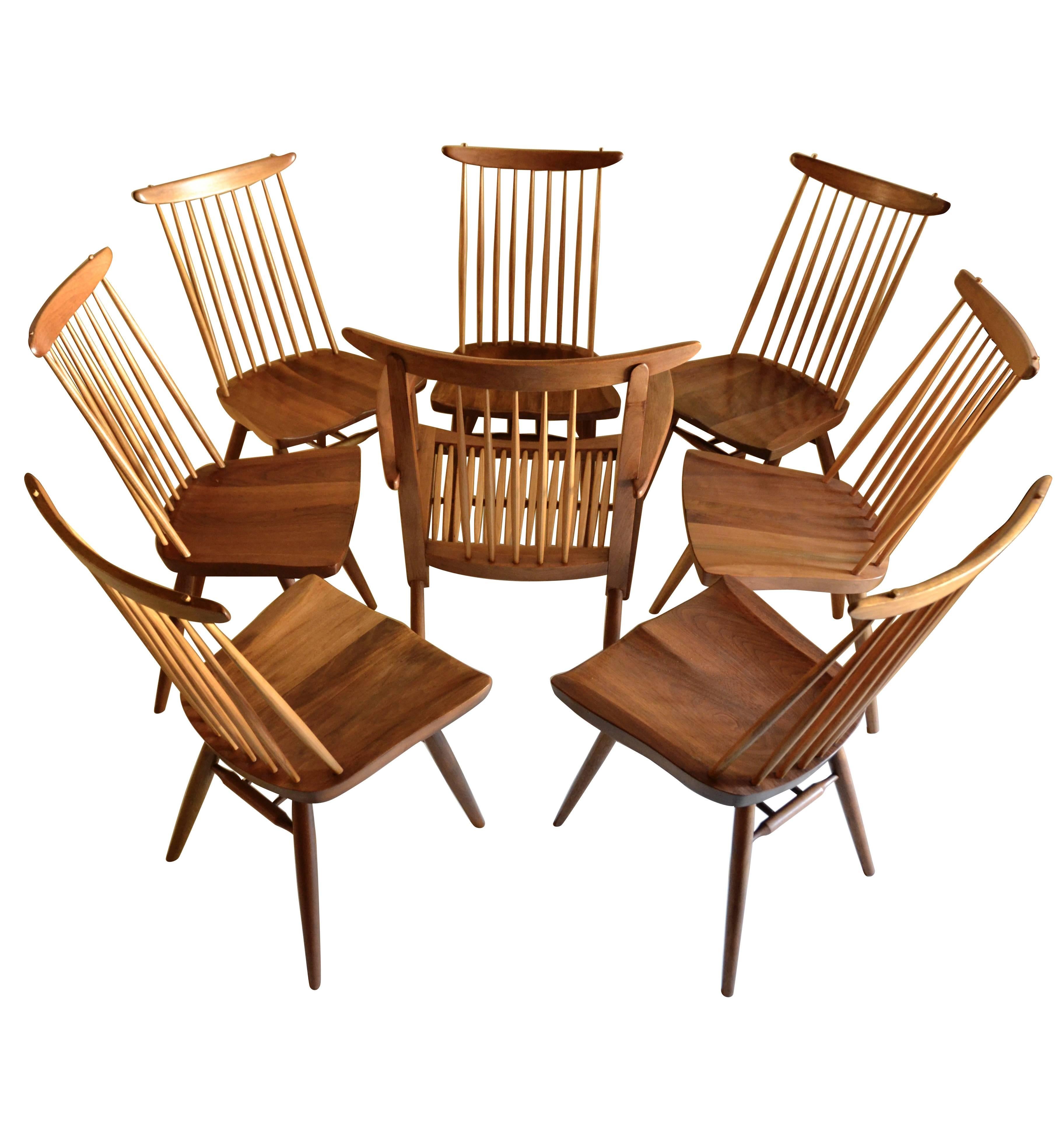 Eight George Nakashima Walnut Dining Chairs 1963