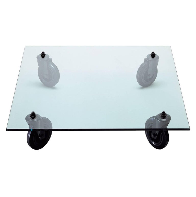 Tavolo Con Ruote Low Table with Glass Top by Gae Aulenti for Fontana Arte  For Sale at 1stDibs