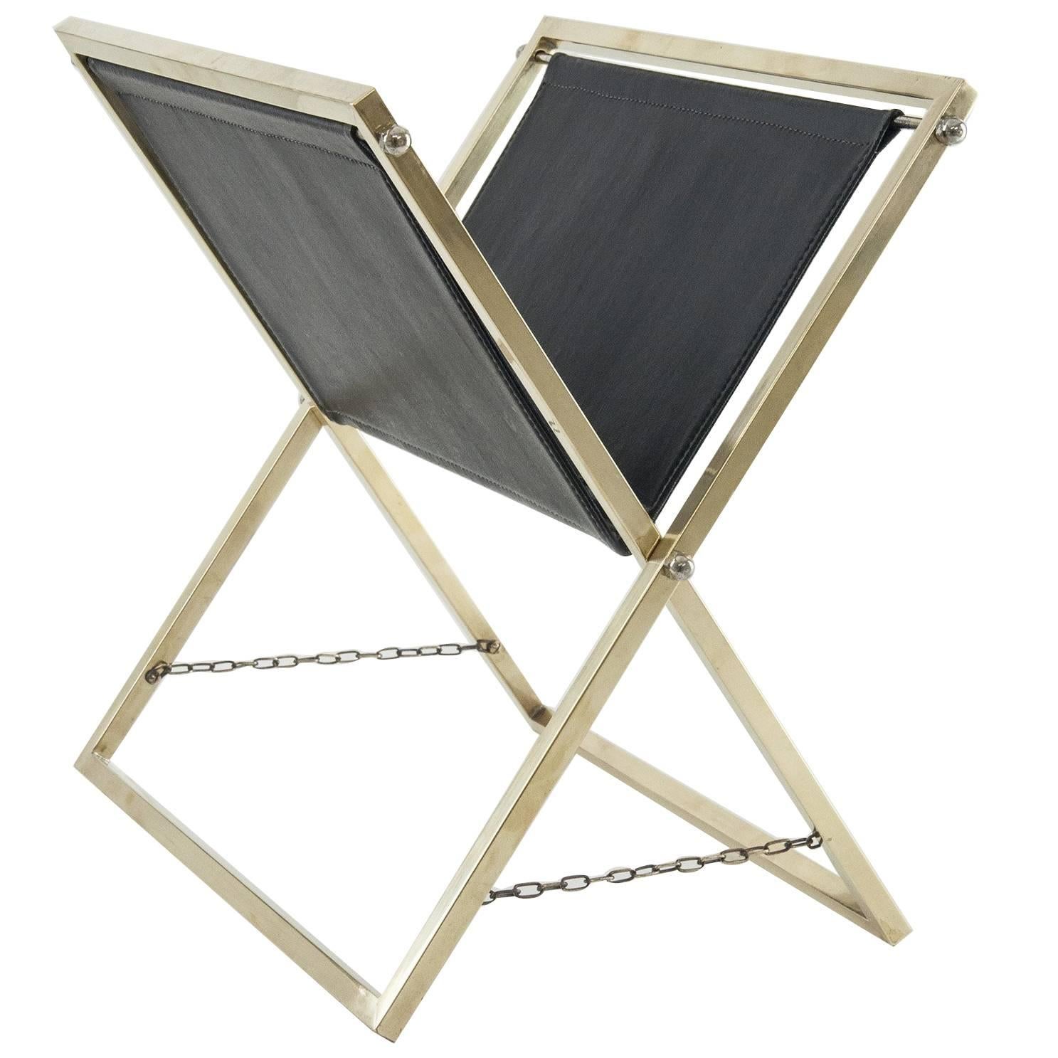 1950 Magazine Rack in the Style of Jacques Adnet