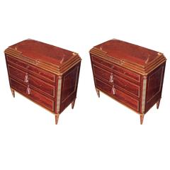 A  Pair of 19th Century Russian Mahogany and Hand-Hammered commodes