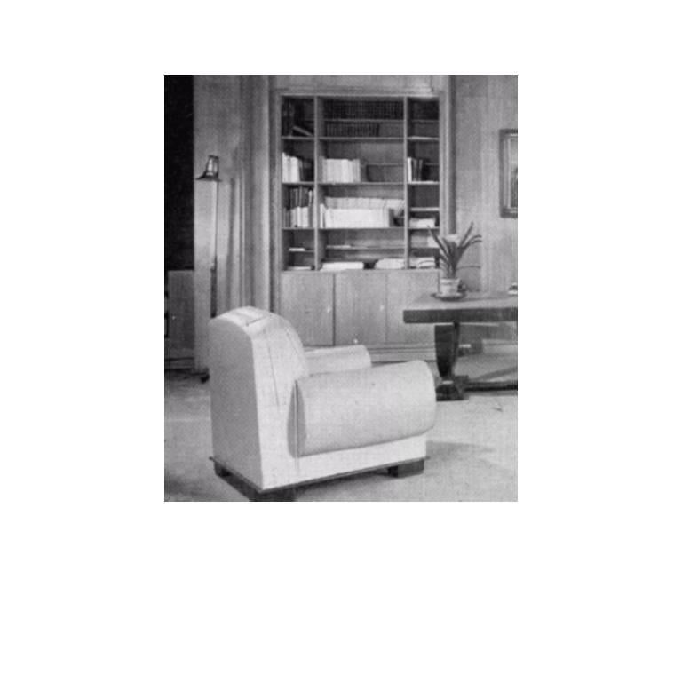 Gepolsterter Art-déco-Sessel „Elephant“ von Pierre de la Londe (Französisch) im Angebot