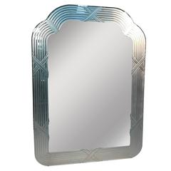 Exceptional Italian Etched Glass Wall Mirror in the Style Lupi Cristal Luxor