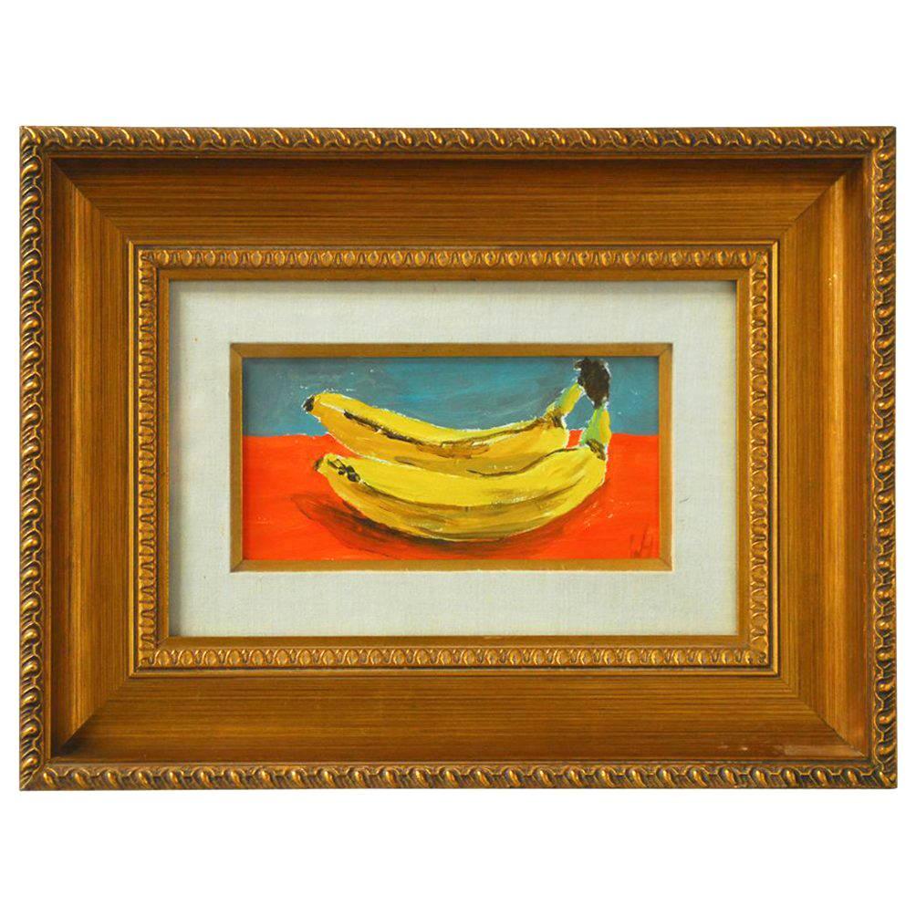 Two Bananas After Andy Warhol Oil on Board