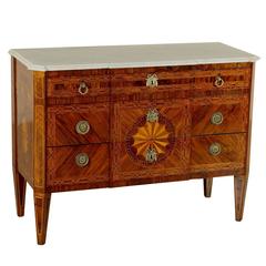 Late 18th Century Neoclassical Italian Walnut Veneered Inlaid Chest of Drawers 8