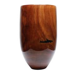 Retro Turned Red Maple Wooden Vase by Matt Moulthop c. 1980s