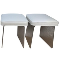 Two Lucite Benches-Stools