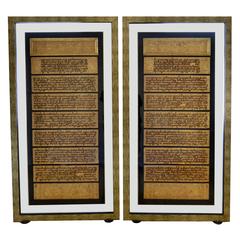 Antique Pair of Burmese Kamawa-sa Buddhist Texts Gold Leaf Frames, circa 1850