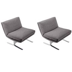 Pair of Chromed Steel Lounge Chairs 1