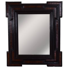 Large Italian Baroque Period Walnut and Ebonized Wall Mirror, 17th Century