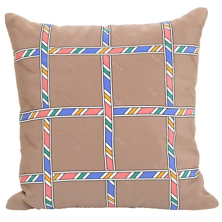 Vintage YSL Silk Scarf with Irish Linen Cushion Pillow at 1stdibs