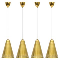 Rare Perforated Brass Pendants, 1950s 5