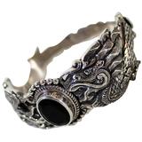 Nepalese Sterling Silver and Onyx Dragon Bracelet