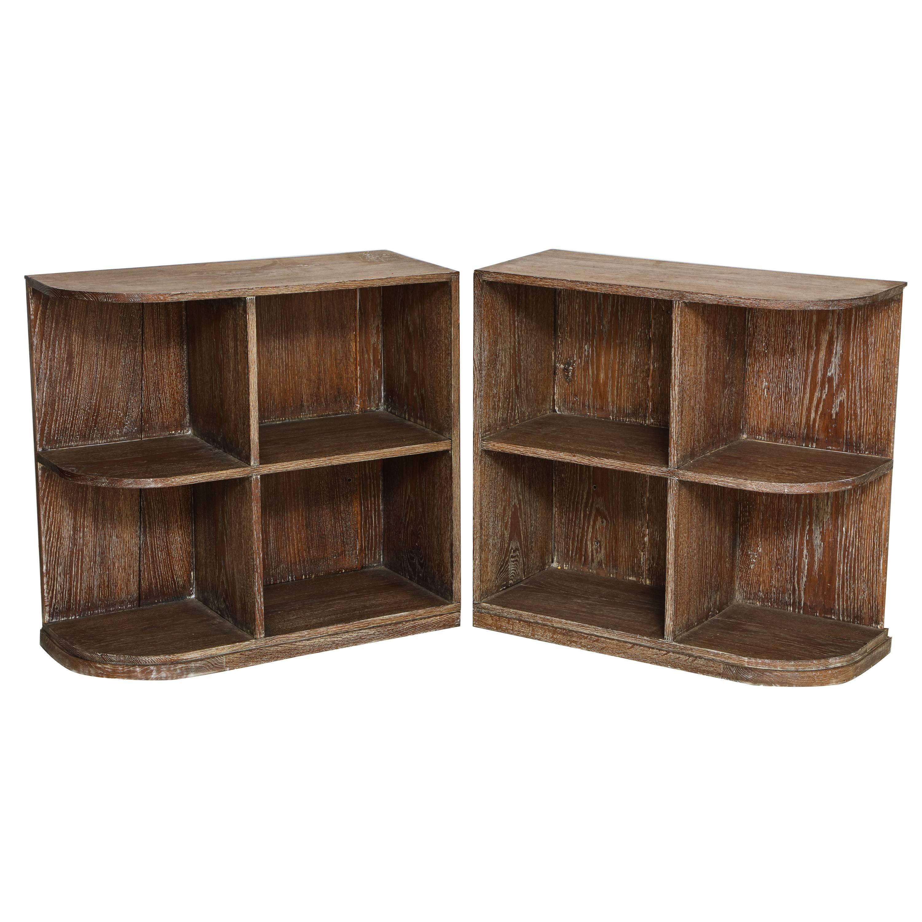 Pair of Deco Cerused Oak Shelves, End Side Tables, France, 1930-1950