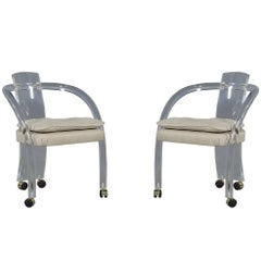 Set of Two Mid-Century Modern Waterfall Lucite Lounge Chairs