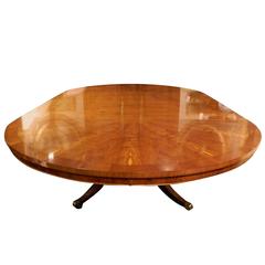 English Sunburst Dining Table with Two Leaves, Early 20th Century