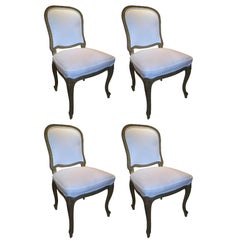 Set of Four Painted Louis XVI Style Dining Chairs, Mid-20th Century