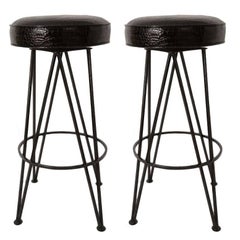 Iron Black Moc-Croc Bar Stools