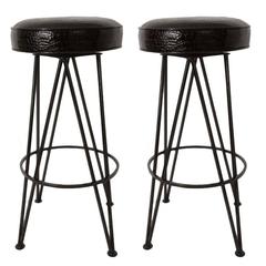 Iron Black Moc-Croc Bar Stools 8