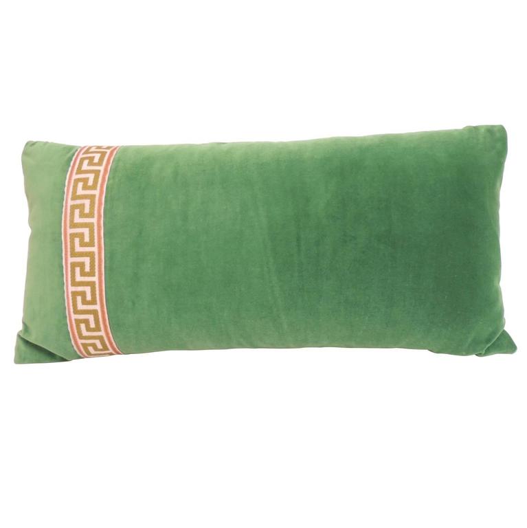 Pair of Vintage Emerald Green Silk Velvet Lumbar Pillows at 1stDibs
