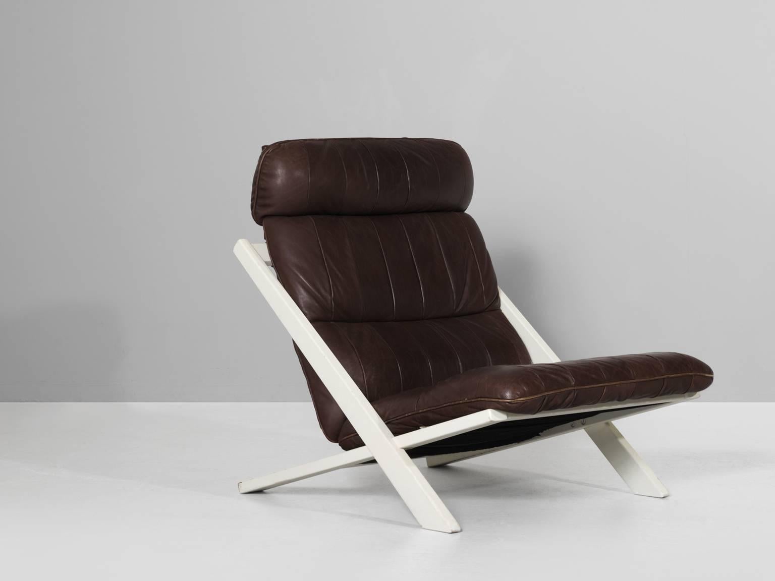 Mid-Century Modern Uli Berger Lounge Chair in Brown Leather for De Sede Switzerland