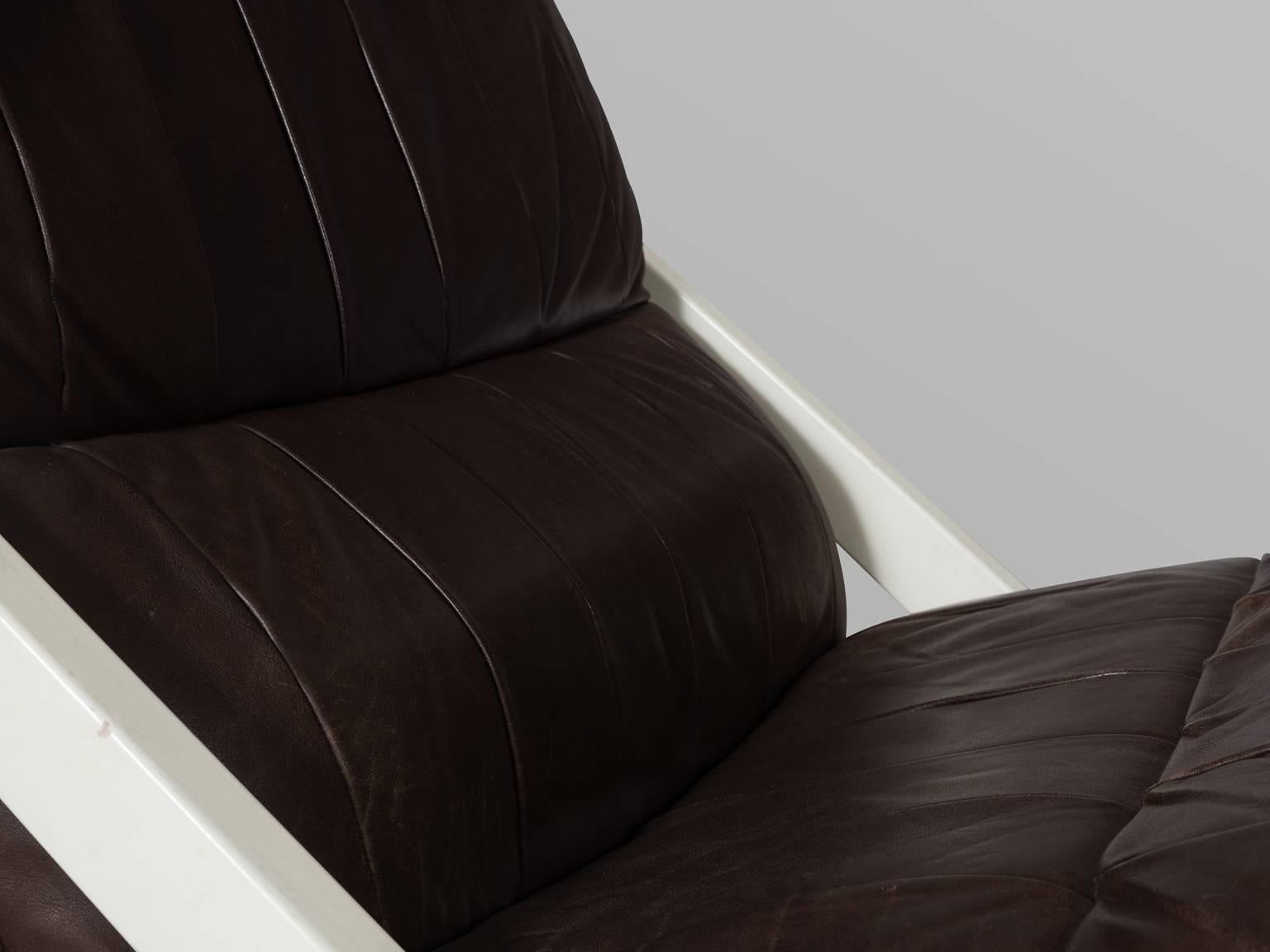 Swiss Uli Berger Lounge Chair in Brown Leather for De Sede Switzerland