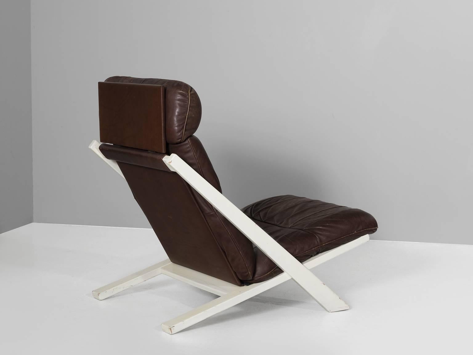 Lacquered Uli Berger Lounge Chair in Brown Leather for De Sede Switzerland