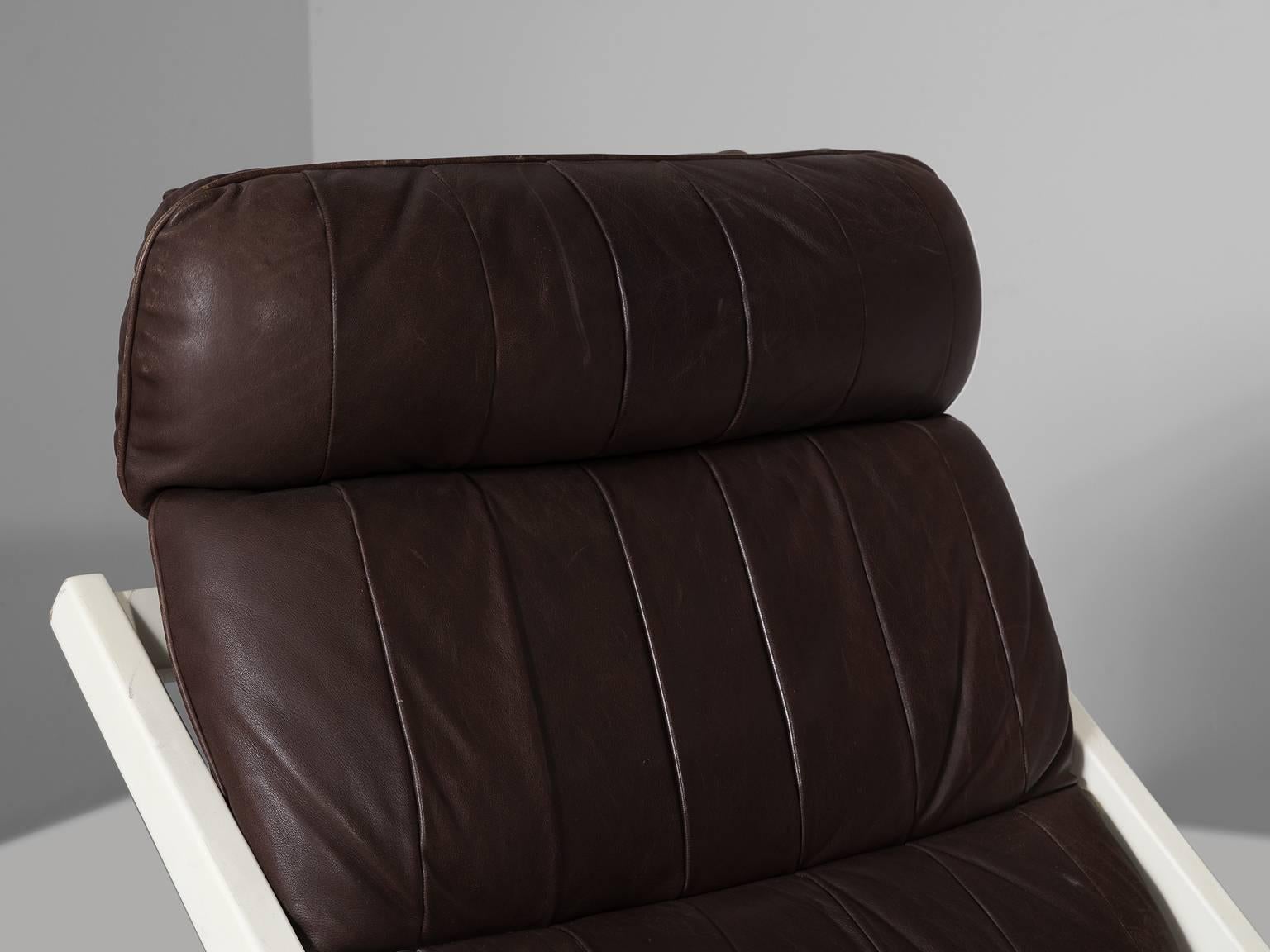 Uli Berger Lounge Chair in Brown Leather for De Sede Switzerland In Excellent Condition In Waalwijk, NL