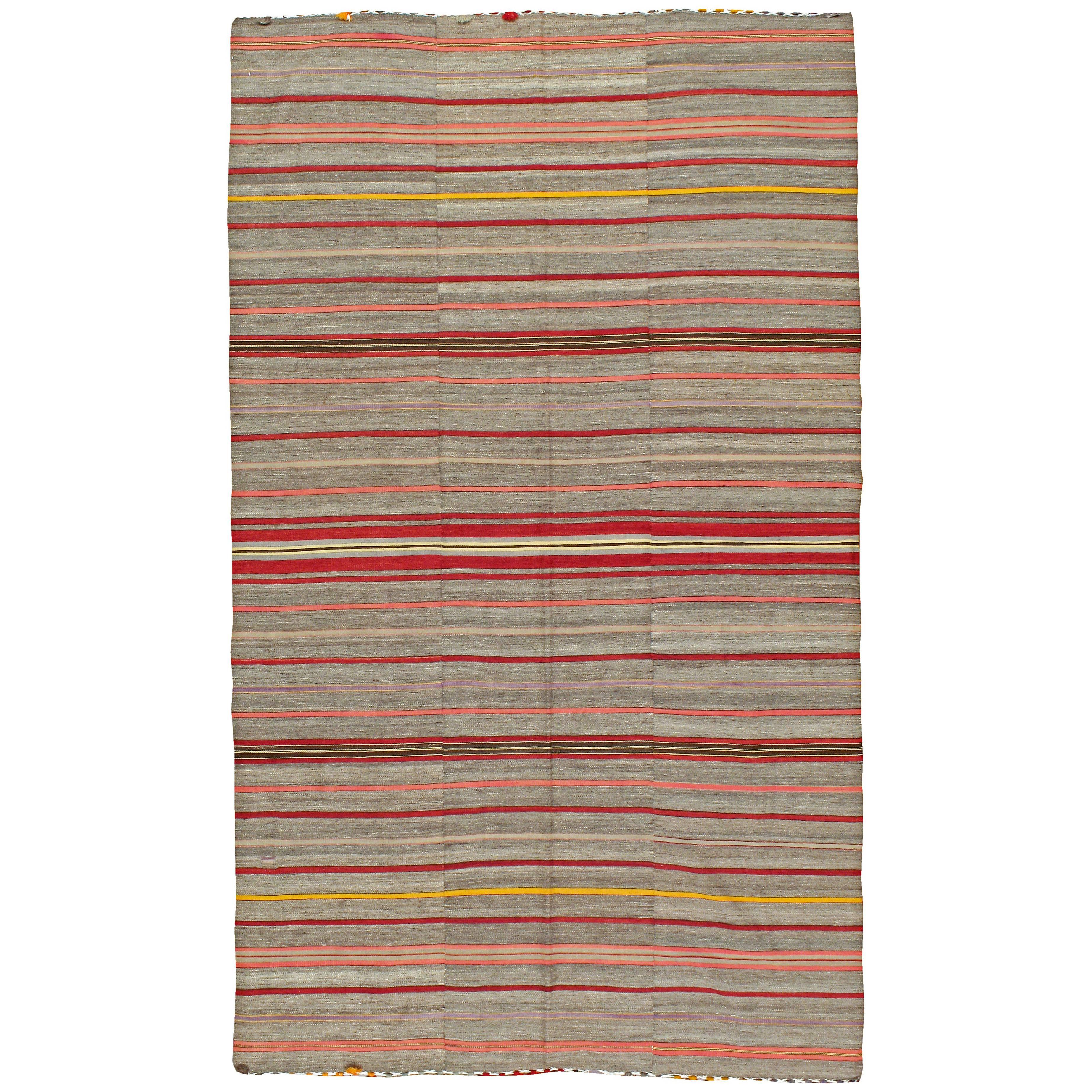 Tapis Kilim turc vintage à tissage plat