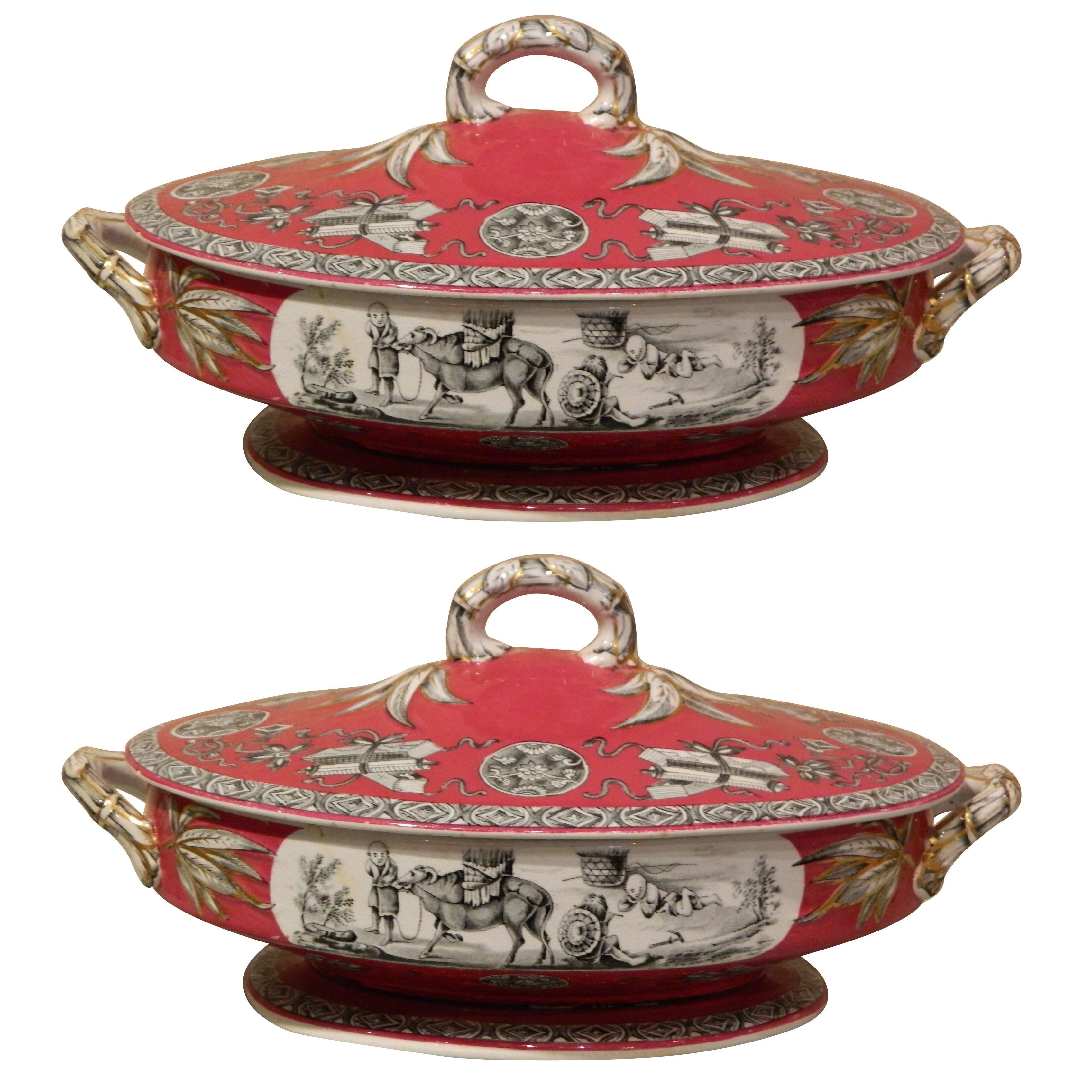 Royal Staffordshire, Yedo Pair of Serving Dishes with Lids, 20th Century