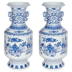 Pair of Chinese Blue and White Baluster Form Vases 10
