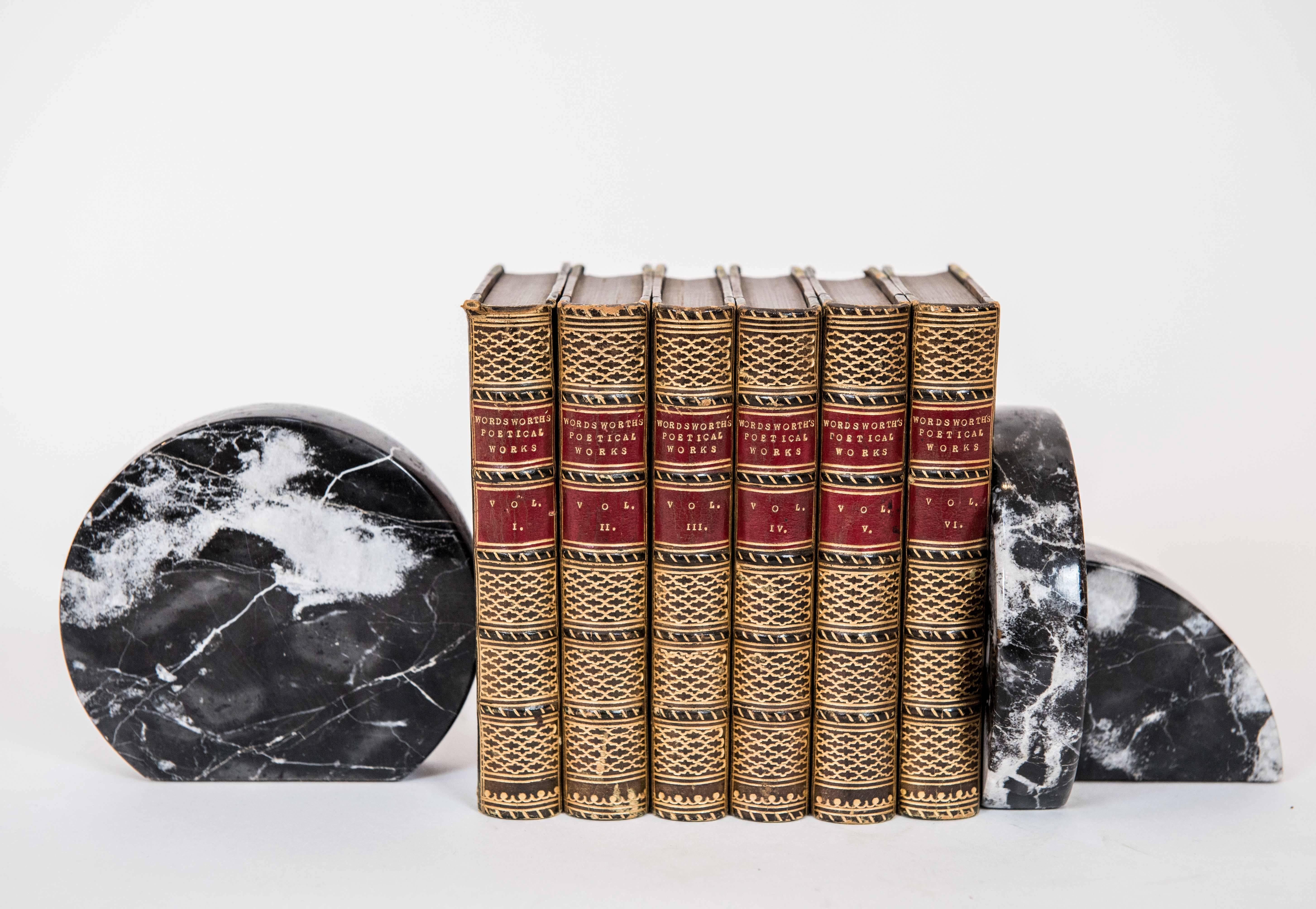 This exquisite six volume set of one of England's finest Romantic poets, William Wordsworth (1770-1850) is perfect for the collector, decorator or lover of leather bound books. Published by Edward Moxon, Dover Street, London,
circa 1849.