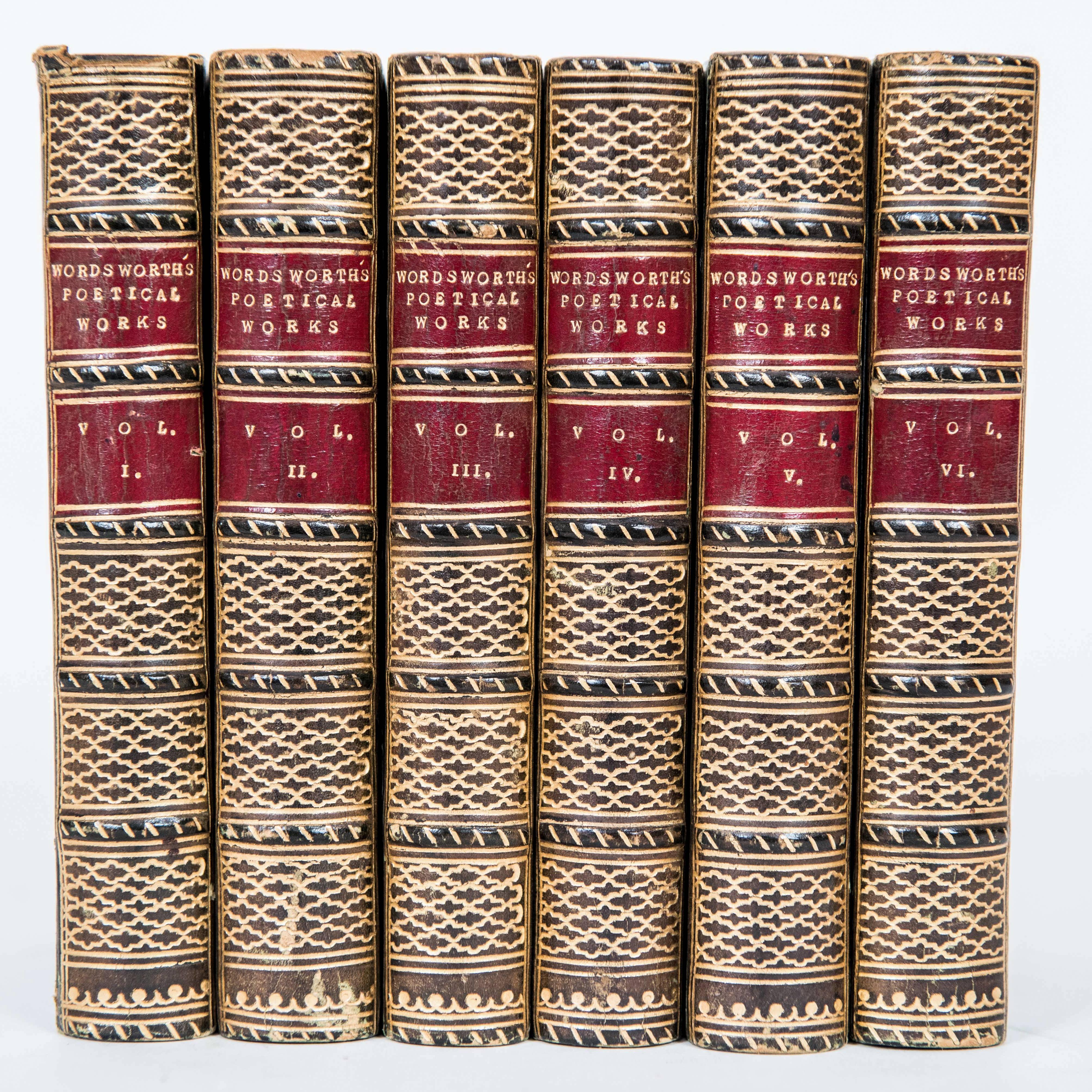 Poetical Works of William Wordsworth in Six Volumes, Leather, circa 1849 1