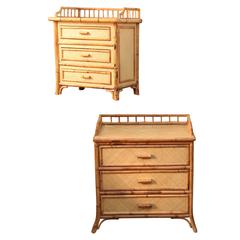Mid-Century Pair of Rattan  End Tables /Night Stands