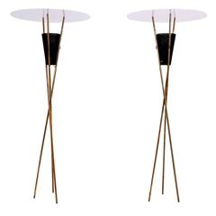Pair of Tripod Torchieres Floor Lamps, Mid-Century Modern 1
