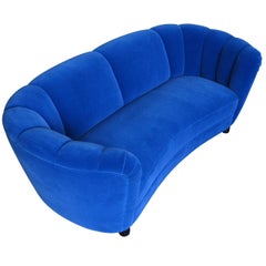 1930s Danish Deco Blue Mohair Sofa